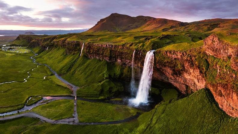 Cliff waterfall, Seljalandsfoss waterfall, Iceland